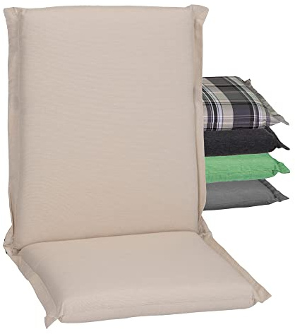 Beo Gartenstuhlauflage Niedriglehner Waschbar Ascot | Made in EU Premium Plus Qualität | UV-beständige Niedriglehner Auflagen | Atmungsaktive Stuhlauflage Niedriglehner in Beige