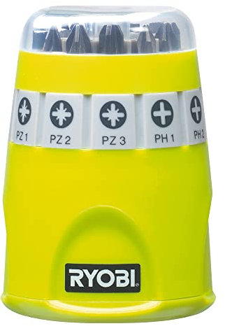 RYOBI, Set di 10 punte per cacciavite Philips/Pozidriv/Torx, 25 mm