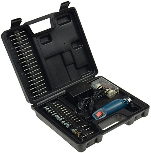 Mini borrmaskin gravyr & poleringssats 63 delar 12 000 UPP 60 x slipverktyg, borr, poleringsmattor med 230 V till 12 V nätdel
