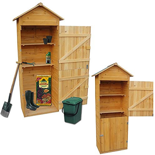 Melko XXL Gerätehaus Geräteschuppen Gartenschrank mit Spitzdach, aus Holz, 79 x 49 x 190 cm, Geräteschrank Gartenhaus