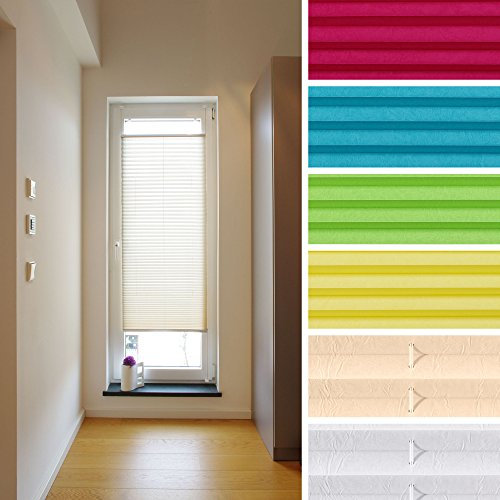 Plissee mit Klemmträger, Stoff: Crush-Optik, verspannt ohne Bohren oder Schrauben, 080 x 220 weiß