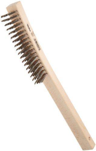 Weiler 44057 0.012 Wire Size, 6 Brush Length, 14 X 1-1/8 Block Size, 4 X 18 No. Of Rows, 302 Stainless Steel Bristles, Hardwood Block, Curved Handle Scratch Brush, Made in the USA