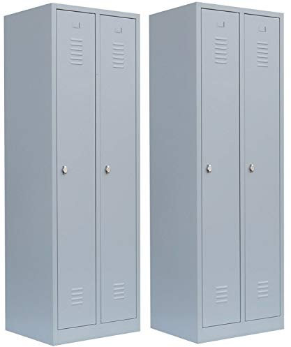 Lüllmann 2 X Spind komplett montiert 180x60x50cm (HxBxT) Stahl-Kleiderspind Metallspind Spindschrank Garderobenschrank 2 türig 510120