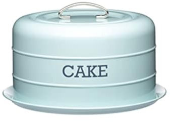 KitchenCraft Living Nostalgia Tortenaufbewahrungsdose, luftdichter Tortendom, 28,5 x 18cm, Vintage Blau