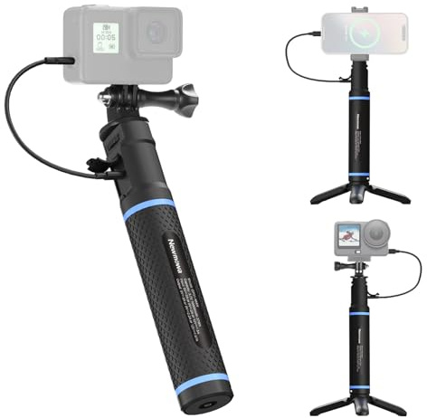 Newmowa 10000mAh Akkugriff Powerbank Griffstativ für Action-Kameras &Handys | PD/QC-Schnellladefunktion,Tagbarer Powerbank-Griff für GoPro Hero, DJI Action-Kamera, Insta 360, Digitalkamera und Smartphone