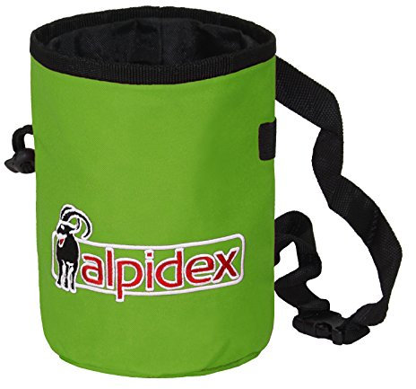 ALPIDEX Chalk Bag mit verstellbarem Hüftgurt und Kordelzug Magnesiabeutel Kreidebeutel Kalktasche Boulderbag, Farbe:Green Flash