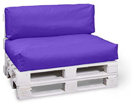 BuBiBag Palettenkissen 120x80x15cm + Rückenlehne 120x40x15 cm - Beanbag Sitzauflage für Paletten | Sitzfläche für In & Outdoor | Palettenpolster in versch. Farbe (lila)