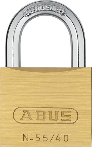 ABUS Padlock Brass 55/40 - Robust, Weatherproof Lock with Automatic Locking and Hardened Steel Shackle - Ideal for Loop Cables, Doors, Gates, cabinets, Gym, School and More -keyed - 40 mm Wide