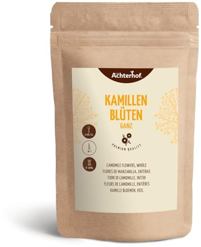 Fleurs de camomille 500g | entières et séchées | tisane de camomille de fleurs entières | 100% naturelle | goût légèrement amer et doux | sans additifs | vom Achterhof