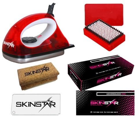 SkinStar Starter Ski Wachs Set, Wachsbügeleisen Bürste Wachs 5-teilig