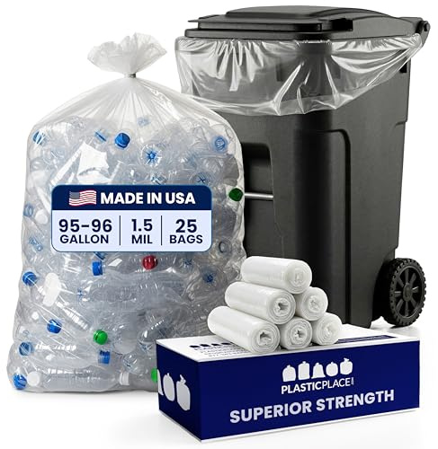 Plasticplace 95-96 Gallon Garbage Can Liners ,25 Count (Pack of 1)