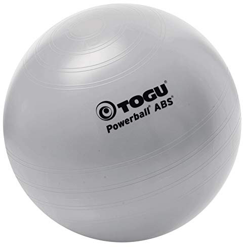 Togu Gymnastikball 65 cm Powerball ABS (Berstsicher), Silber, Sitzball, für Balance, für Yoga, als Fitness Kleingeräte und Balance Stuhl im Gym-Home-Büro