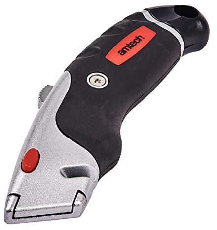 Amtech Retractable Utility Knife, Soft-Grip, Quick-Change + On-Board Storage, with String Cutter for Mixed Materials.