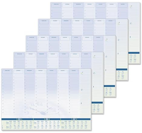 SIGEL HO350/5 Papier-Schreibtischunterlage, ca. DIN A2 - extra groß, mit 3-Jahres-Kalender, Tages- und Wochenplan, 30 Blatt, 5 Stück, vegan, aus nachhaltigem Papier