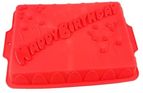 GMMH Moule à gâteau en silicone - Rouge - Happy Birthday