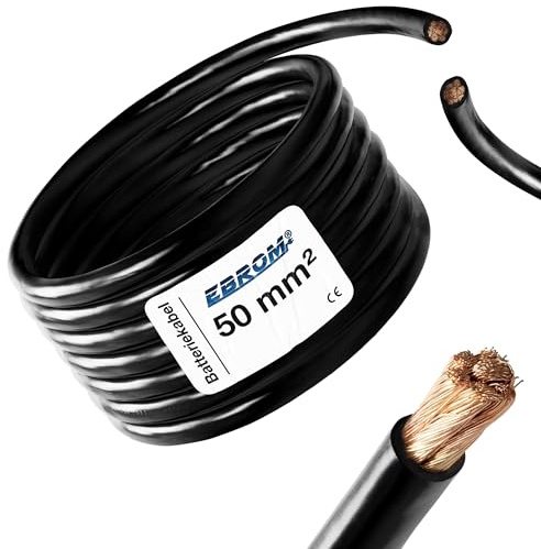 3 Meter Batteriekabel SCHWARZ H07V-K 50 mm² - Batterie Kabel - 99,9% OFC Kupfer - 3 m (3M) 50mm2