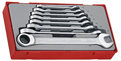 Tengtools TT6508RS - Juego de 8 llaves combinadas con carraca articuladas, métricas