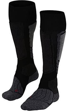 FALKE Damen Skisocken SK1 Comfort W Kh Wolle Funktionsmaterial warm dick 1 Paar, Schwarz Black-Mix 3010, 39-40