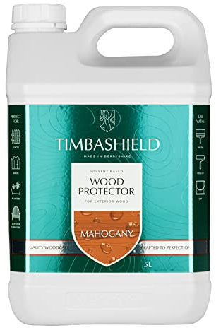 Timbashield - Solvent Based Wood Protector - Mahogany - 5L - Wood Stain & Waterproof Protection - Protection from Dry-Film Fungal Growth - Treatment for Sheds, Fences & General Garden Furniture