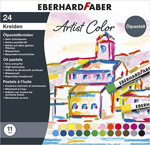 Eberhard Faber 522024 - Ölpastellkreide Artist Color, 24 bruchsichere Ölkreiden 11 mm Durchmesser | 24 bruchsichere Ölkreiden mit 11 mm Durchmesser