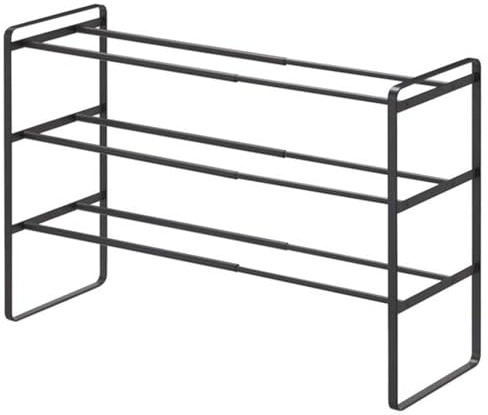 YAMAZAKI 7556 Frame Extendable 3Tiered Shoe Rack, Black, Steel, 4170 x 25 x 46 cm
