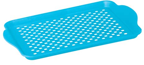 OGGI Anti Slip Serving Tray with Handles- Blue Rectangle Serving Tray - Ideal for Eating, Breakfast, Food Tray, Appetizer, Serving