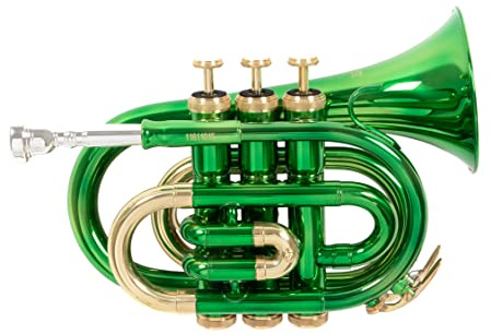Roy Benson Bb-Taschentrompete PT-101E (Präzise gefertigtes Messingschallstück, goldmessing Mundrohr, premium-Taschentrompete, inkl. schützendem Rechtecketui, mit Rucksackfunktion), Grün