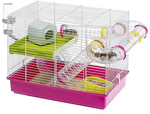 Ferplast Hamsterkäfig, Laura Nagerkäfig, Kleintierkäfig, Hamsterzubehör inklusive, 46 x 30 x h 38 cm.