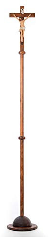 Vortragekreuz aus Kunstharz und Holz, von Landi, 210 cm Hoch