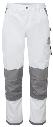 Portwest KS54 Pantalón Painters Pro 2 Bolsillos Traseros de Parche Duradero | Blanco, 3XL, UPF 50+, Corte Ajustado, 65% Poliéster, Reflectante, Pintores, 35% Algodón, Lavable a Máquina, Ligero