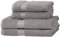 Amazon Basics - paquete de 4 toallas de baño resistentes a la decoloración para baño, 100 % algodón, suaves y absorbentes, 2 Toallas de baño y 2 Toallas de mano, Gris