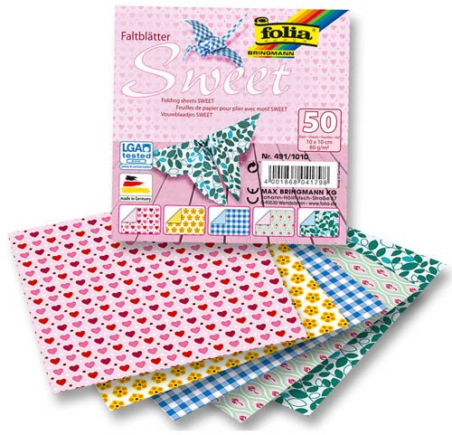folia Origami Faltblätter Sweet, 15 x 15 cm, Sortiment, 50 Blatt - Faltpapier