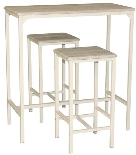 yelloo - Tavolo Bar con Sgabelli Salvaspazio, Angolo Bar per uso Interno, Perfetto per Arredare Casa con Stile, ideale per birreria, pizzeria (Brasil - Tavolo + 2 Sgabelli)