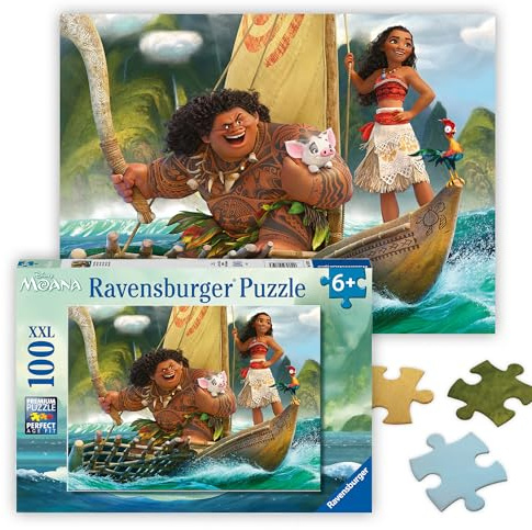 Ravensburger - Disney Moana & Maui - 100 Piece Jigsaw Puzzle - Favorite Scene from The Moana Movie - Stunning, Bright Colors - Premium Quality - Ideal Gift - Screen-Free Fun - Children Age 6+