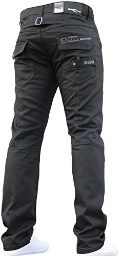 Enzo BNWT Jean bleu délavé pour homme, coupe droite, tous tours de taille et toutes tailles