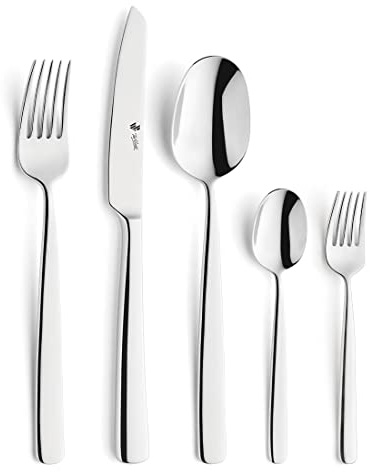 PW Paul Wirths Como 8000 Besteck-Set 30-tlg., Edelstahl, Besteckkasten | Rostfrei und spülmaschinenfest: 18/10 Edelstahl-Tafelbesteck mit Esslöffel, Gabel, Messer und Kaffeelöffel