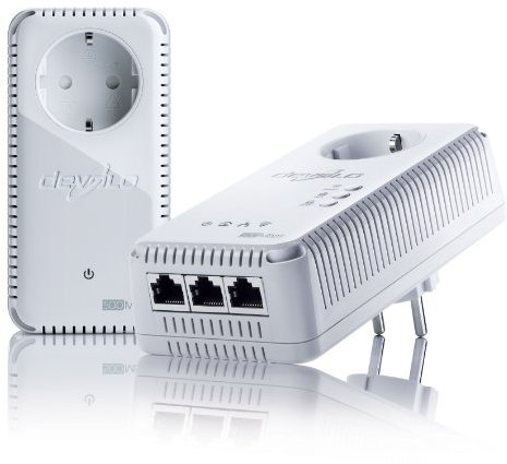 devolo dLAN 500 AV Wireless Starter Kit Powerline (Internet via uttag, WLAN, 3 x LAN-portar, 2 x Powerlan-adapter, PLC nätverksadapter, WLAN Booster, WiFi Move) vit