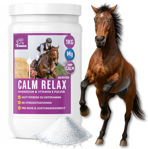 Magnesio Cavallo 1Kg CALM Relax Polvere con Magnesio Vitamina E I Contro Ansia e Stress I Anti-Stress Calmante Nervi Cavallo I Riduzione del Nervosismo e dello Stress per il per Cavalli Nervosi