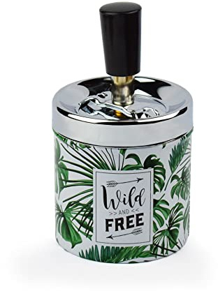 Legami - Posacenere con Pulsante, antiodore, Ø 7 cm, Wild and Free, Tema Tropical