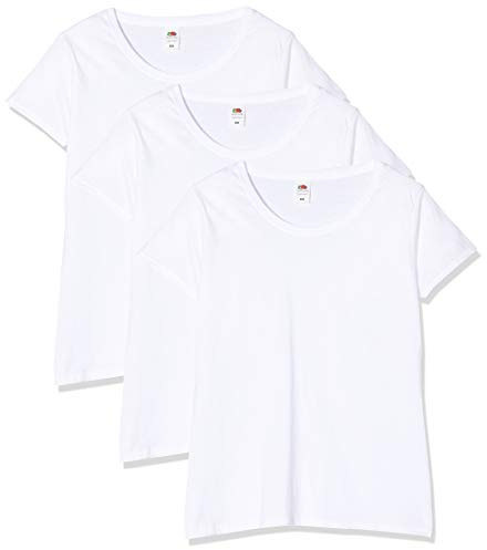 Fruit of the Loom Women's Lady-Fit Original Tee, 3 Pack Regular Fit Crew Neck Short Sleeve 3 T - Shirt, White (White 30), 10 (Manufacturer Size:L)