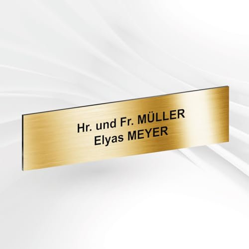 Plaque Boîte aux Lettres Personnalisable De 1 À 3 Lignes – Nom Gravé – Adhésive PVC – 10 x 2,5 cm (Or Brillant Métallisé)
