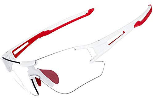 ROCKBROS Fahrradbrille Selbsttönend für Damen Herren, Photochrome Radsportbrille Sonnenbrille mit UV400 Schutz Transprante Gläser für Outdoorsports