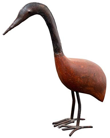 Antikas - Figura de pájaro S, figura de jardín, figura de metal, grúa, figuras de animales, 24 cm x 23 cm.