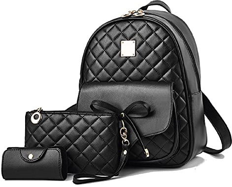 EVEOUT Damen Rucksack PU Leder Lässiger Tagesrucksack zum Reisen Schule Arbeit Schultertasche Rucksack Set