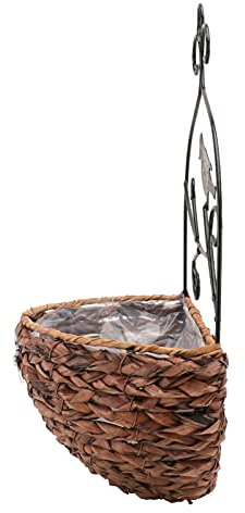 Cabilock Wand Metall H?ngen Pflanzer Korb mit Stroh Liner Hand Woven Wand Montieren Draht Anlage Halter Container für Indoor Outdoor Garten Veranda Balkon Wandblumenkorb