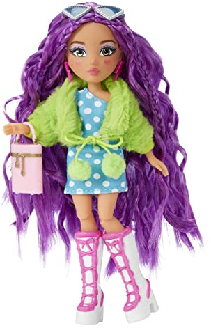 MGA Dream Ella Extra Iconic Mini Modepuppe - DREAMELLA - Soft Girl inspirierte Mode, lila Haare und Herzen im Gesicht - Für Kinder ab 3 Jahren
