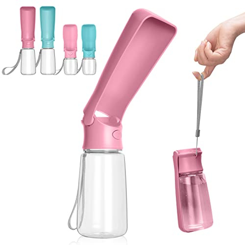 Canareen Borraccia per Cani Portatile Borraccia Pieghevole da Viaggio per Cani da per Animali Domestici per Gatti Passeggiate All'aperto, Escursionismo, Viaggi(Rosa,550ML)