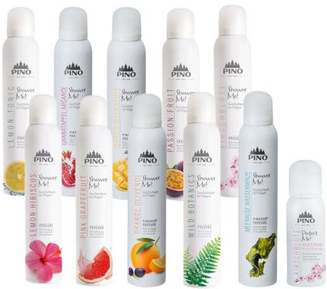 Pino Shower Me ! | jetzt mit kostenloser Handcreme | Duschschaum | Geschenkset | Alle10 Duftrichtungen im Set | Wellness | 10 x 200 ml