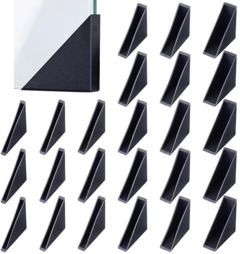 BENECREAT 60-Teiliger Dreiecks-Eckenschutz, 6 Größen Kunststoff-Glas-Tischregal-Eckenschutz, Schwarze Spiegeleckenabdeckungen, Proofing Kantenschutz