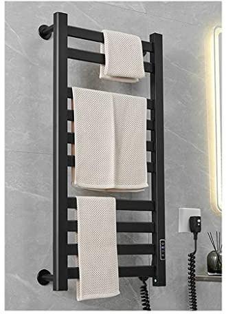 Scalda Asciugamani da Parete Stendibiancheria Riscaldato Elettricamente, Scaldasalviette da Bagno A Parete, con Timer E Termostato, Facile da Montare (Color : Black)